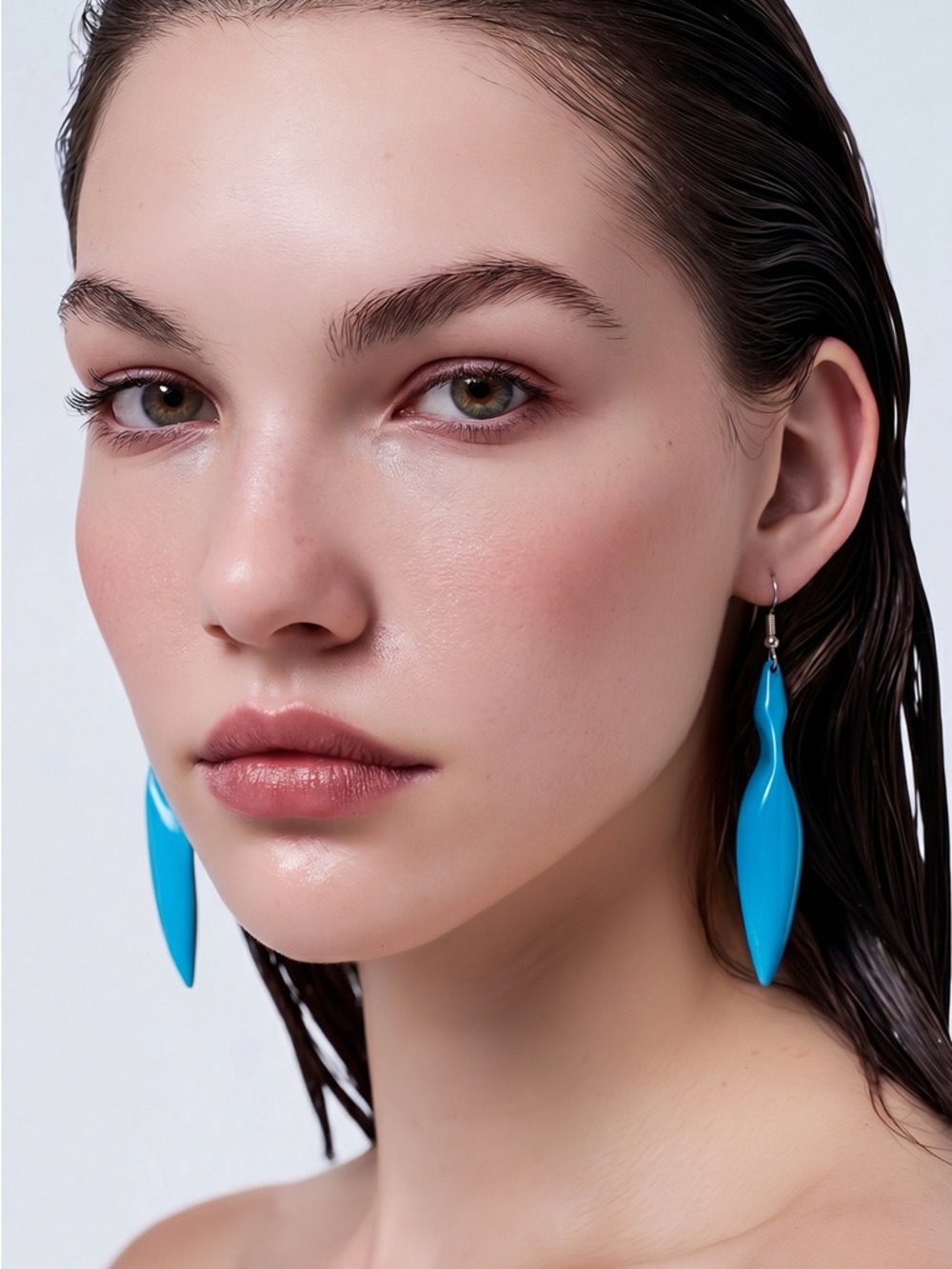 Modern Blue Drop Earrings for Women - Lightweight Sculpted Silhouette